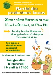 Marché des producteurs locaux à partir du 10 avril à Montignies-Saint-Christophe