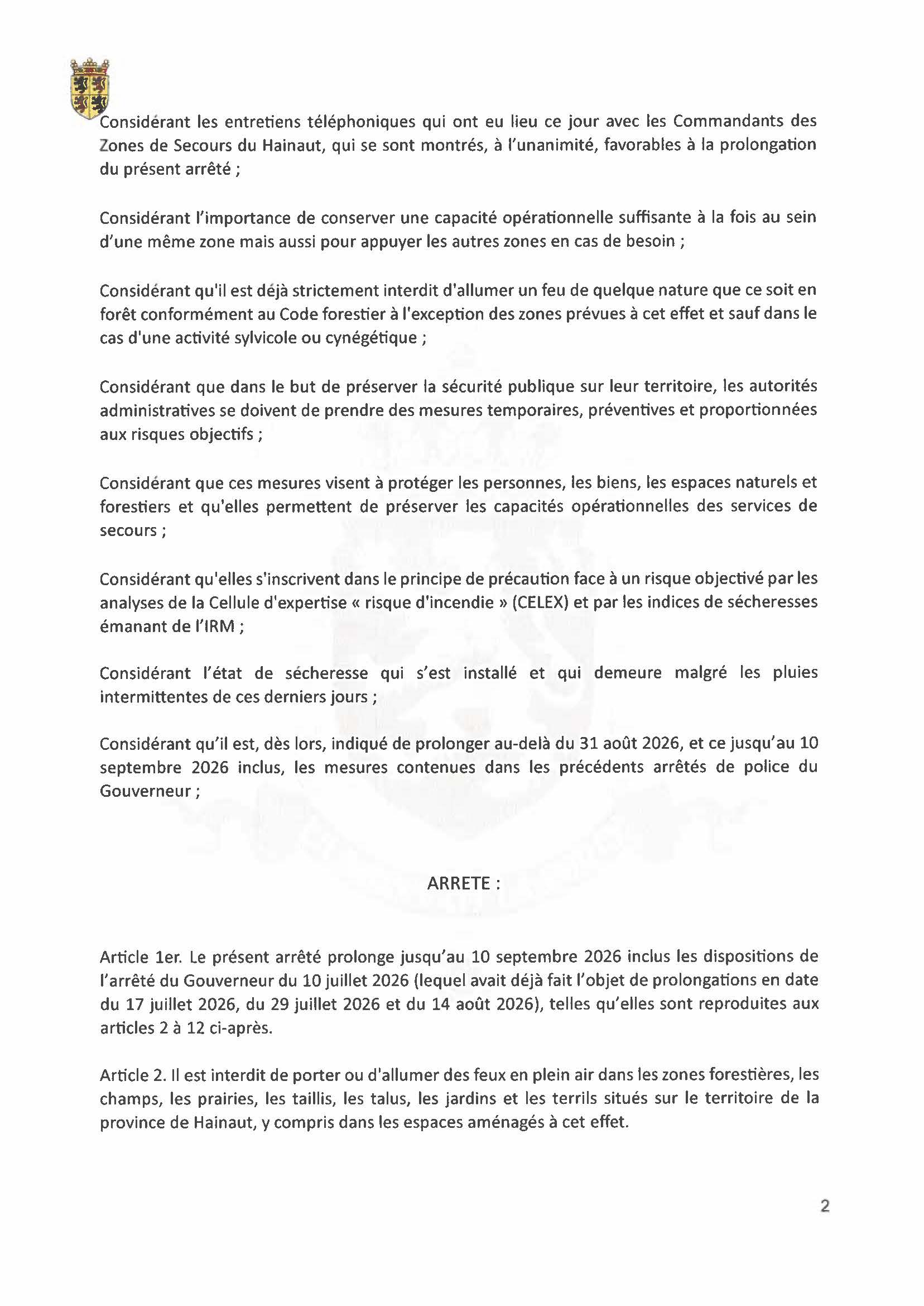 01Hainaut - Arrete sécheresse-10 septembre 2