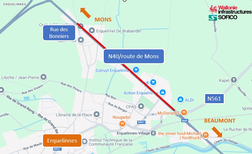 travaux route de Mons 31 mars 2025